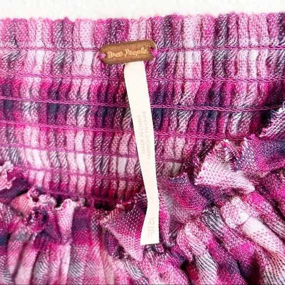 Free People Cherry Bomb Plaid Top Balloon Sleeve - Picture 6 of 10